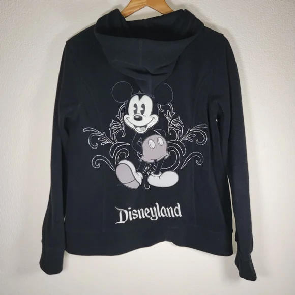 Womens Disney Black Zip-Up Hoodie with Mickey Embroidery Size M - Picture 2 of 5